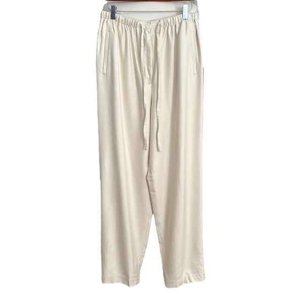 SUSIE TOMPKINS Vintage Cream Silk Pants Minimalist Clean Girl Timeless Large - Picture 1 of 14